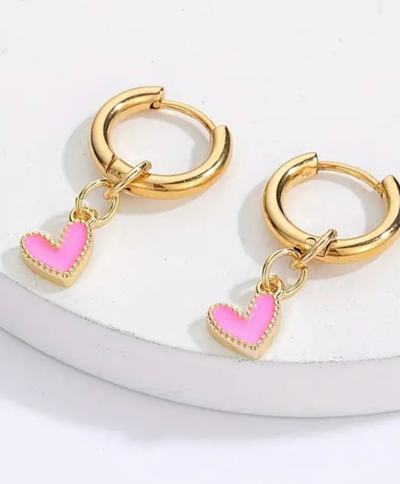 Tiny Heart Drop Earrings