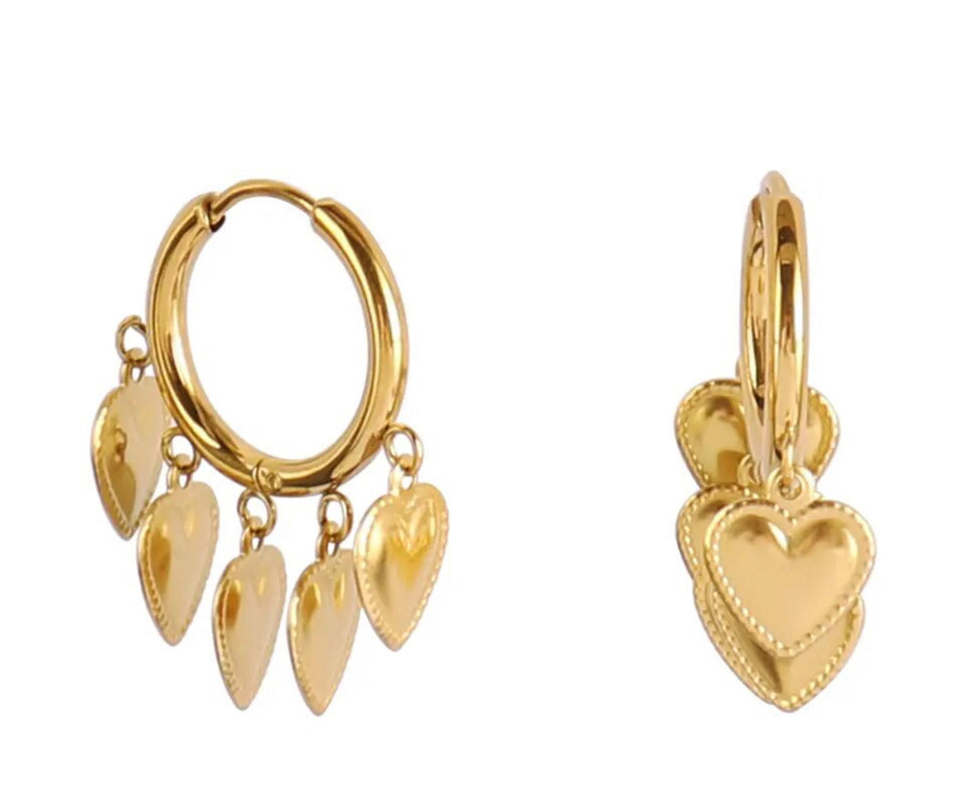 Dangling heart drop earrings