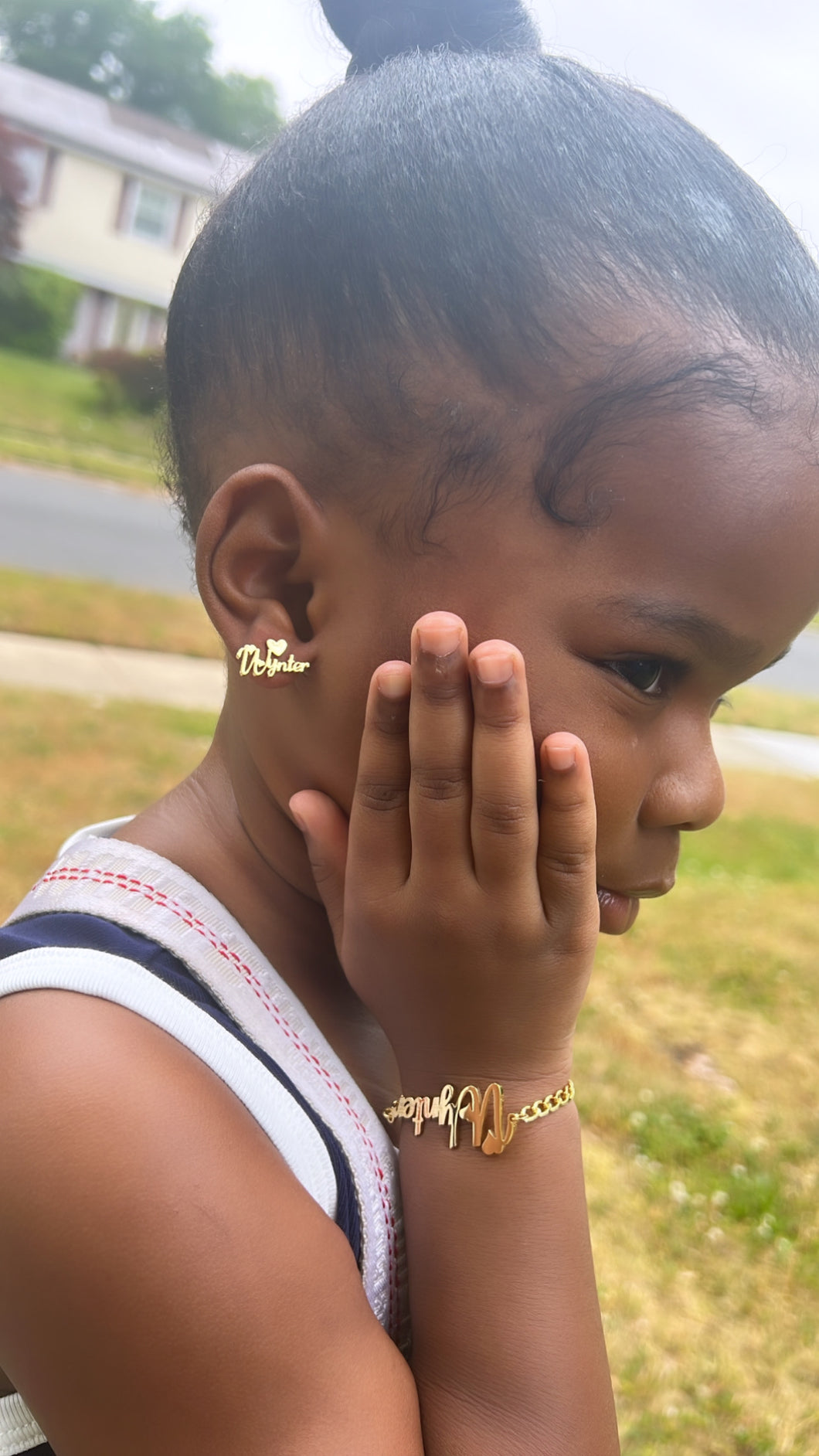 Dainty stud earrings and bracelet Set