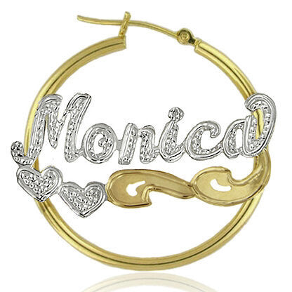 Two Tone Custom Name Hoops