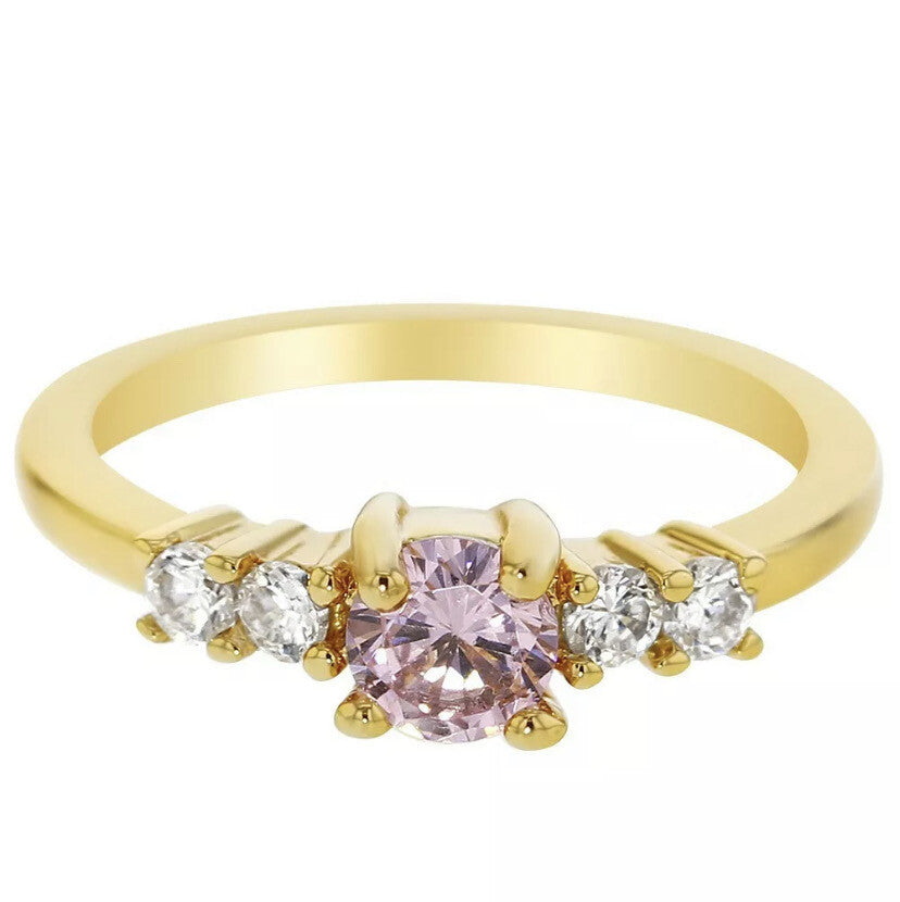 solitaire Pink CZ Ring