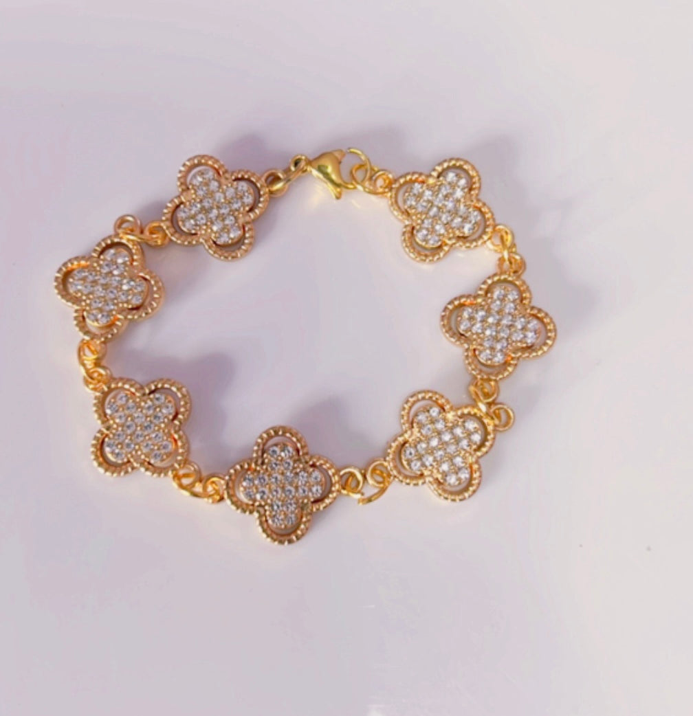 Diamanté clover bracelet