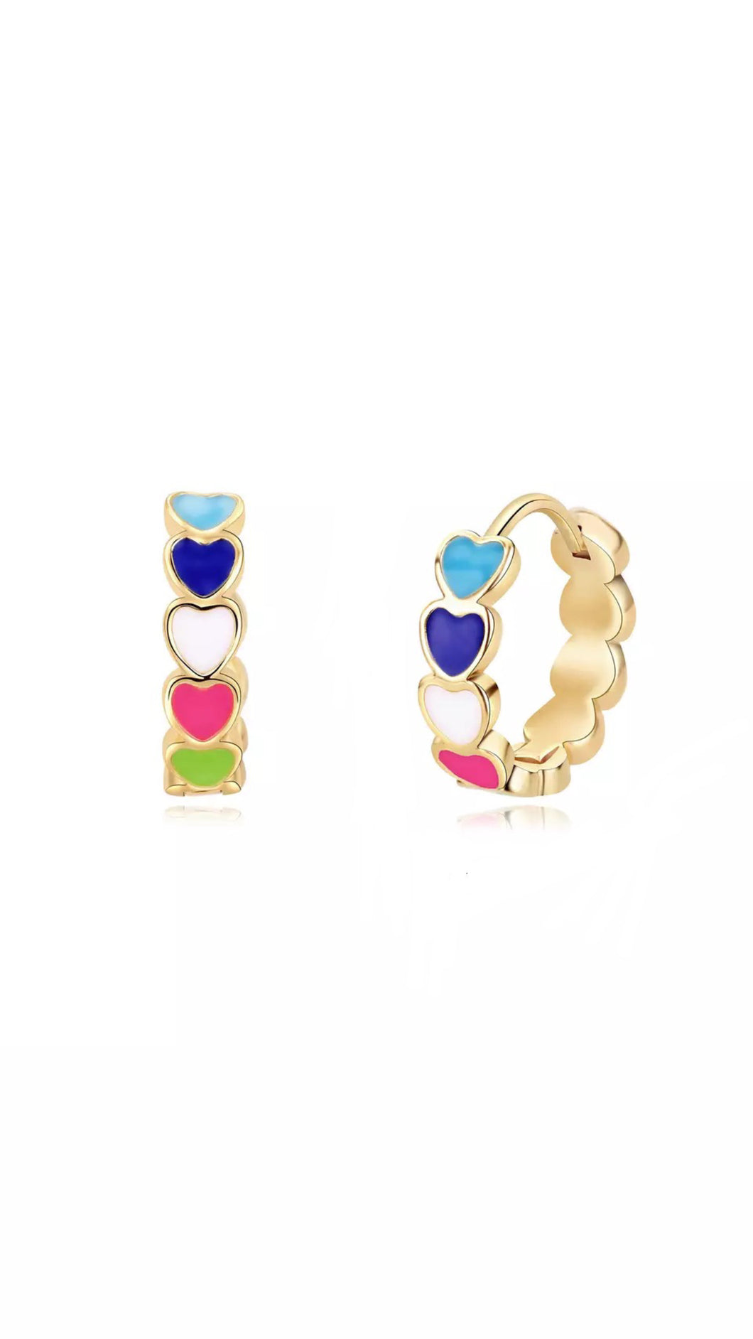 Tiny rainbow heart earrings