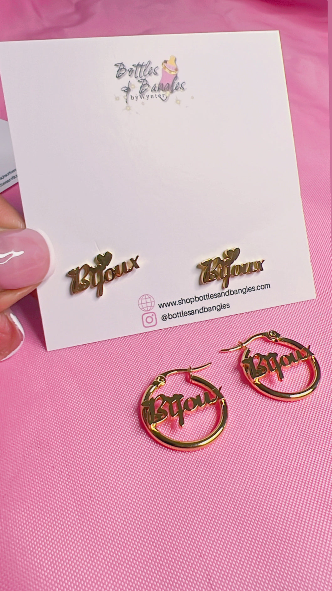 Dainty name studs X Dime size hoops